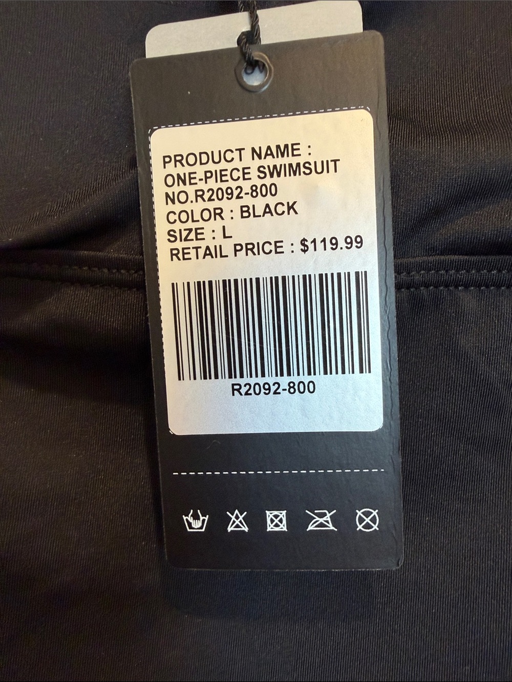 Relleciga Women's Black One Piece Black Bathing Suit New With Tags Size L - Picture 7 of 7